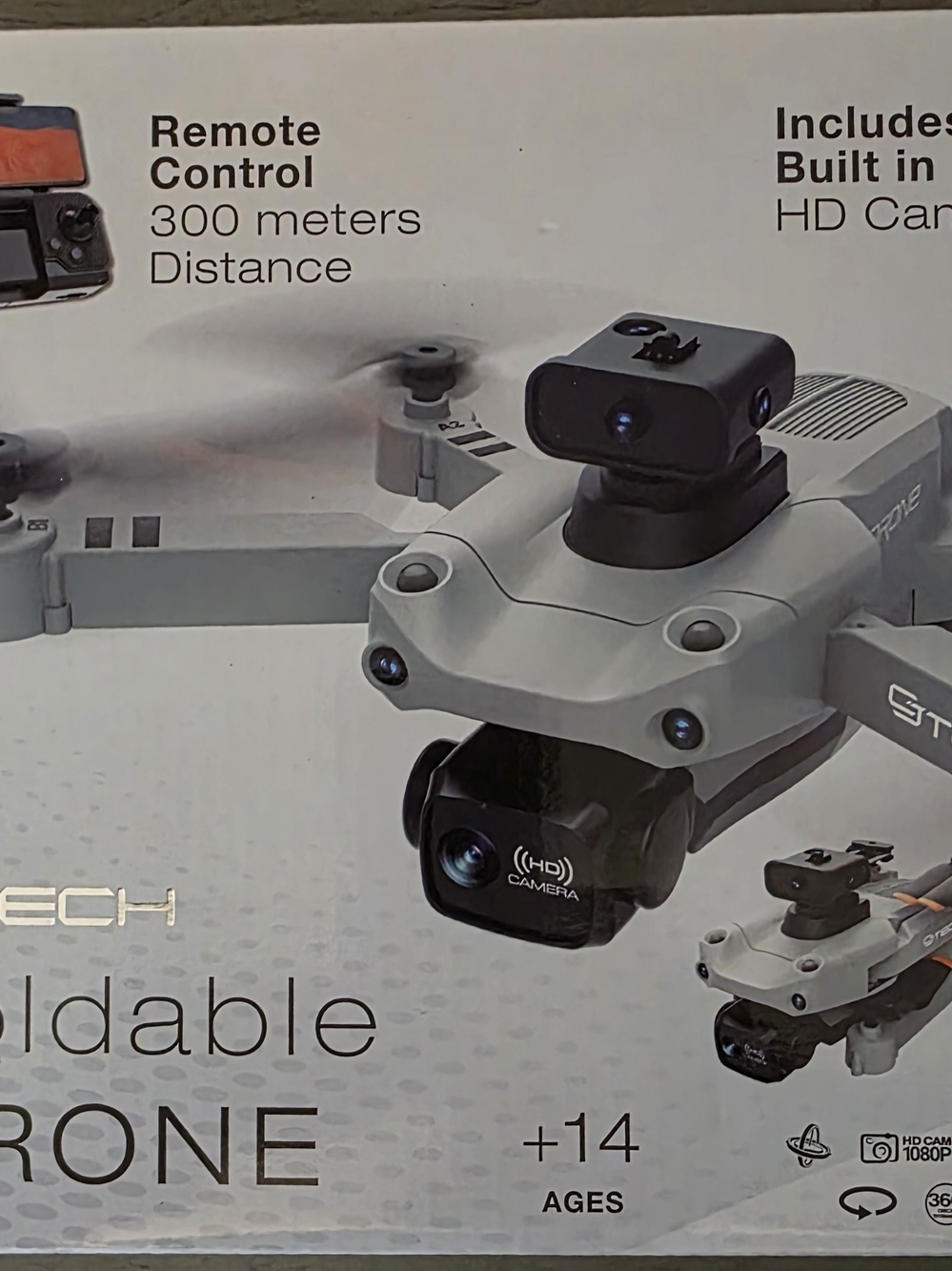 Foldable Gray Drone with HD Camera — Portable Aerial Camera Drone